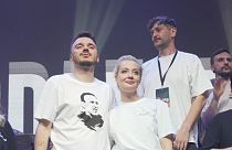  A viúva do líder da oposição russa Alexei Navalny num concerto em sua memória, em junho, em Berlim