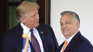 President Donald Trump welcomes Hungarian Prime Minister Viktor Orban to the White House in Washington, on May 13, 2019.