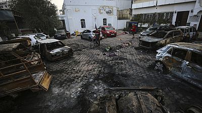 Le lieu de l'explosion à l'hôpital al-Ahli, dans la ville de Gaza