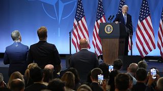 Joe Biden durante la cumbre de la OTAN en Washington, julio de 2024.