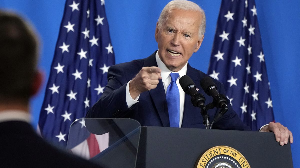 President Joe Biden speaks at a news conference on the final day of the NATO summit in Washington, July 11, 2024