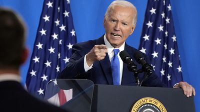 President Joe Biden speaks at a news conference on the final day of the NATO summit in Washington, July 11, 2024