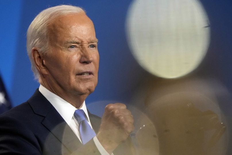 Joe Biden auf der Abschlusspressekonferenz des NATO-Gipfels in Washington D.C.