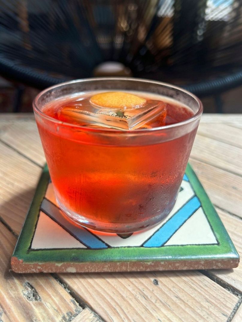 Mezcal Negroni cocktail from Hacha Brixton in London. 