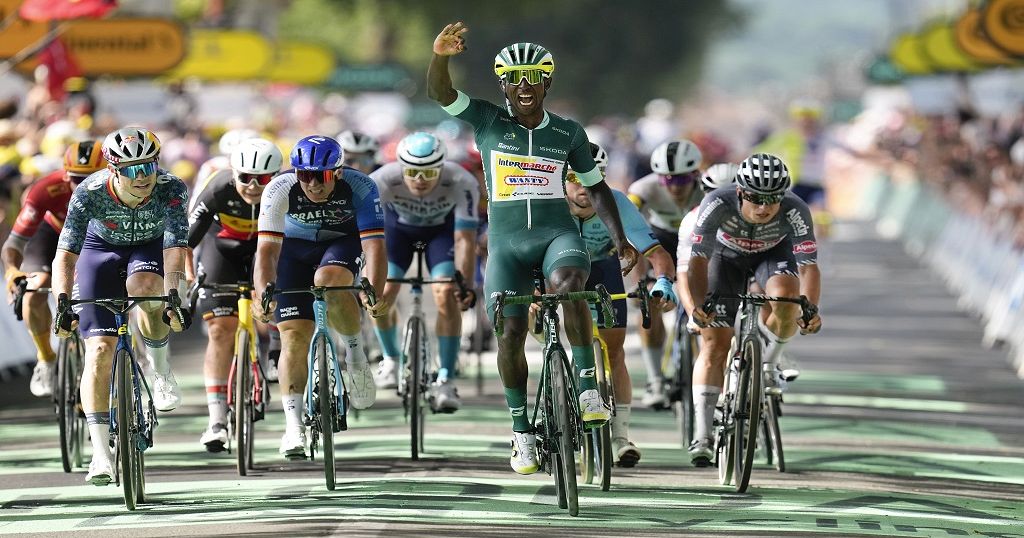 Eritrean cyclist Girmay completes a hat trick of stage wins on Tour de France Eritrean cyclist Girmay completes a hat trick of stage wins on Tour de France
