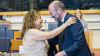 Iratxe García, President of the Socialists and Democrats, and Manfred Weber, President of the European People's Party