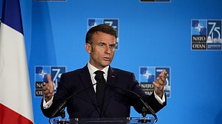 Le président français Emmanuel Macron au sommet de l'OTAN à Washington.