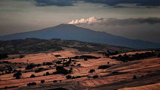 Sicily's Mount Etna volcano seen from a distance