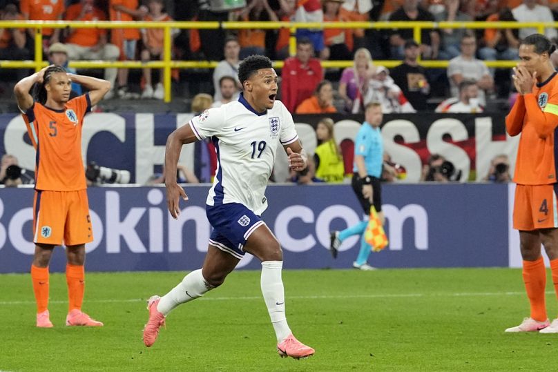 A frenzied Ollie Watkins celebrates scoring the decisive 2-1 against the Netherlands in the Dortmund Euro 2024 semifinal