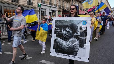 Marcha como homenaje a los deportistas ucranianos caídos en combate en la guerra