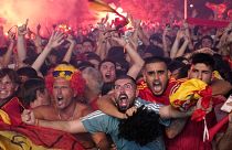 Aficionados españoles en Madrid tras la final de la Eurocopa 2024, 14 de julio de 2024.