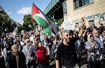 Fotónk illusztráció: palesztinpárti tüntetők Berlinben