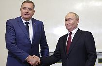 Milorad Dodik és Vlagyimir Putyin találkozója Szentpéterváron a múlt hónapban (2024.06.06.)