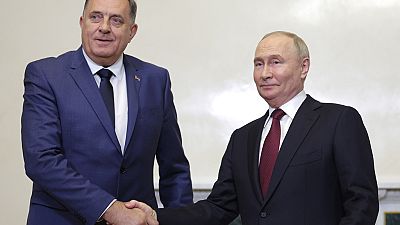 Milorad Dodik és Vlagyimir Putyin találkozója Szentpéterváron a múlt hónapban (2024.06.06.)