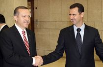 Erdoğan, Esad ile Suriye Cumhurbaşkanlığı Sarayı'nda, Şam, 26 Nisan 2008