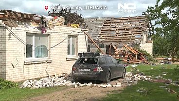 مخلفات الإعصار القوي الذي ضرب شمال ليتوانيا