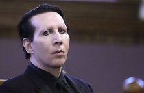 Marilyn Manson in court after being charged with two misdemeanour counts of simple assault, Sept. 18, 2023, in Laconia, New Hampshire
