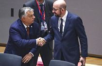 ARCHÍV: Orbán Viktor és Charles Michel belga miniszterelnök egy EU-csúcson Brüsszelben 2019. október 18-án
