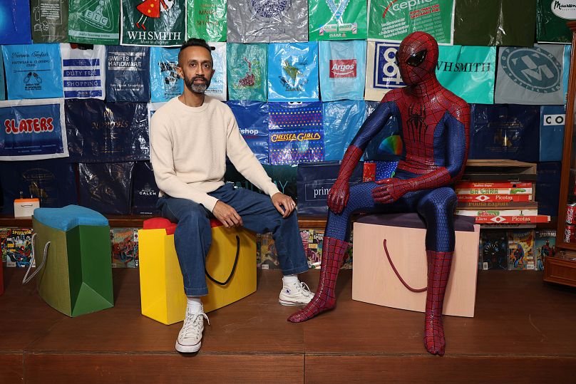 Hetain Patel and Spiderman in 'Come As You Really Are' by Patel and Artangel. 