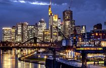The buildings of the banking district are pictured in Frankfurt, Germany