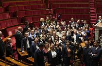 A szélsőbaloldali Engedetlen Franciaország képviselői a francia nemzetgyűlésben