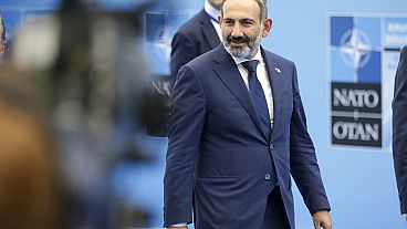 نیکول پاشینیان، نخست وزیر ارمنستان در نشست ناتو، سال ۲۰۱۸ میلادی