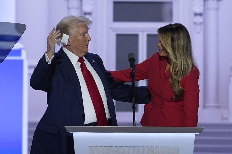 Cumhuriyetçi Parti adayı ve eski ABD Başkanı Donald Trump'a, Melania Trump eşlik ediyor.