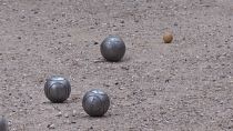 set of traditional petanque balls.