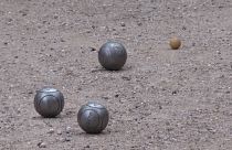 set of traditional petanque balls.