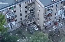 الأضرار الناجمة عن ضربة روسية على مبنى سكني في ميكولايف، 19 يوليو 2024