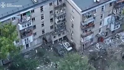 Damage caused by a Russian strike on a residential building in Mykolaiv, July 19, 2024