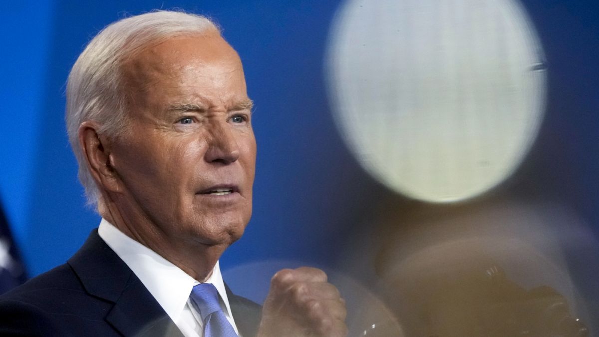 Joe Biden egy washingtoni sajtótájékoztatón