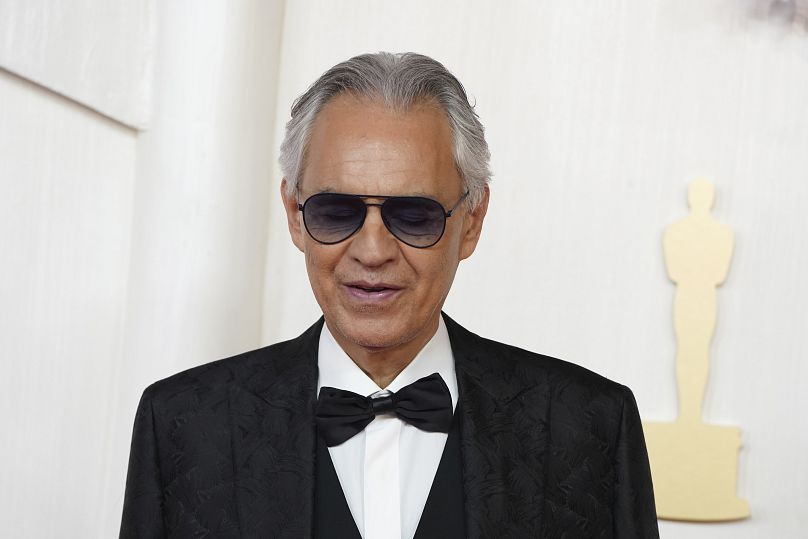 Andrea Bocelli arrives at the Oscars in March 2024.