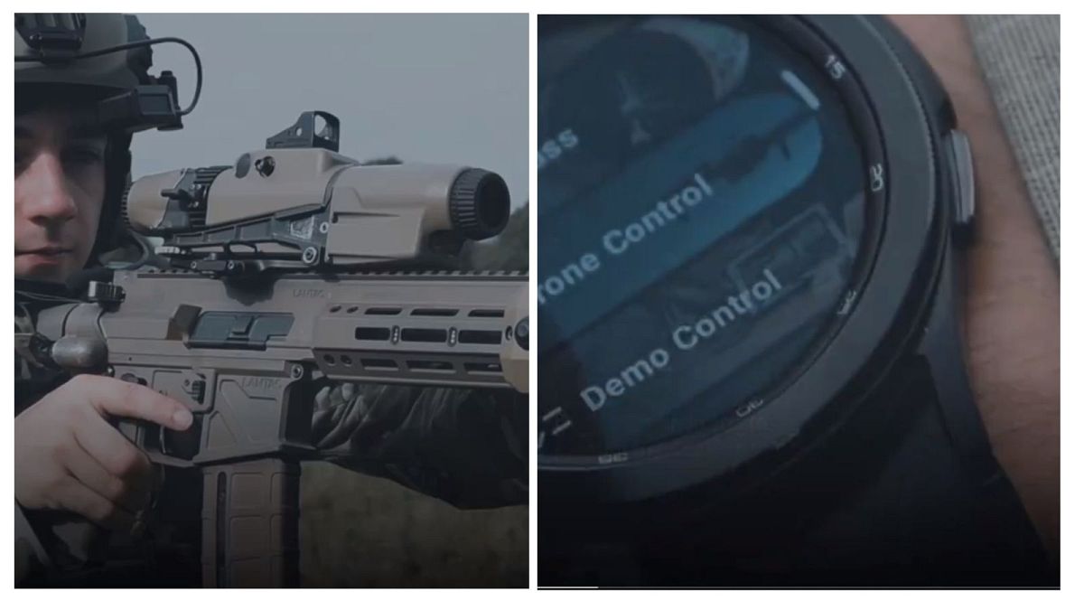 Ocular avanzado para fusil del ejército británico (izquierda) y reloj inteligente con control de vehículos aéreos no tripulados (derecha)