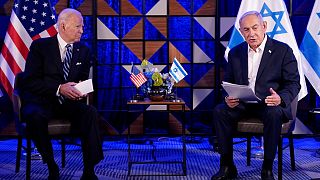 سورة تجمع الرئيس الأمريكي جو بايدن ورئيس الوزراء الإسرائيلي بنيامين نتنياهو 