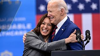Kamala Harris e Joe Biden na campanha eleitoral.
