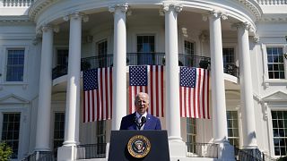 ABD Başkanı Joe Biden, Beyaz Saray'da konuşma yaparken görüntüleniyor (Arşiv)
