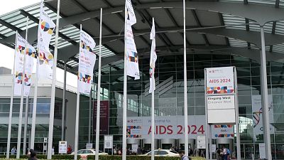 AIDS conference entrance in Munich