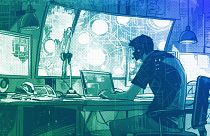 A person preparing a cyberattack, illustration