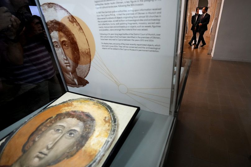 An Orthodox Christian icon is seen at the Archeological museum after return from Germany, in capital Nicosia, Cyprus, 22 July 2024.