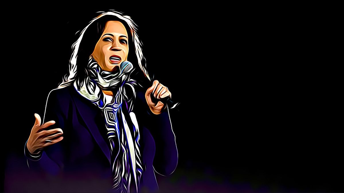 Kamala Harris egy Las Vegas-i kampányrendezvényen, 2019-ben