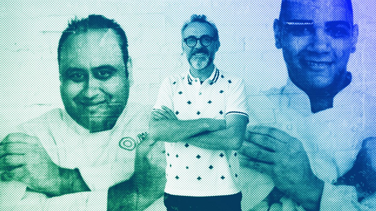 El chef italiano Massimo Bottura posa para una foto en su comedor gastronómico Refettorio Gastromotiva en Río de Janeiro, agosto de 2016.