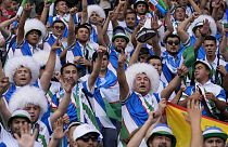 Uzbekistan fans at the men's football game against Spain
