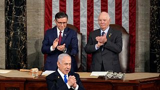 رئيس الوزراء الإسرائيلي خلال إلقاء خطابه أمام الكونغرس