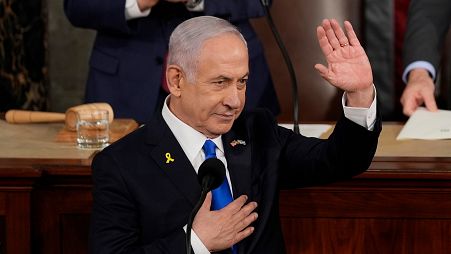 Israeli Prime Minister Benjamin Netanyahu speaks to a joint meeting of Congress at the Capitol in Washington.