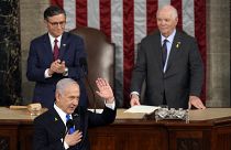 El primer ministro israelí, Benjamin Netanyahu, habla en una reunión conjunta del Congreso en el Capitolio de Washington, el miércoles 24 de julio de 2024.