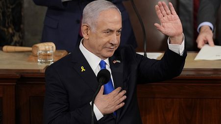 Премьер-министр Израиля Биньямин Нетаньяху выступает на двухпалатном заседании Конгресса, 24 июля 2024 года.