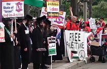 معترضان یهودی مقابل ساختمان کنگره آمریکا