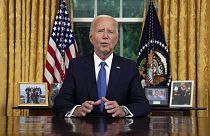 President Joe Biden addresses the nation from the Oval Office of the White House in Washington, Wednesday, July 24, 2024, about his decision to drop bid.