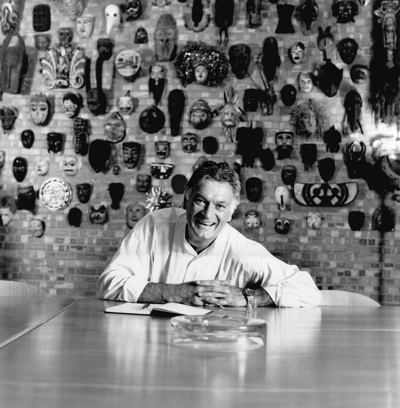 Kenneth Grange at the meeting table in the Pentagram studios in Needham Road, Notting Hill, late 1980s